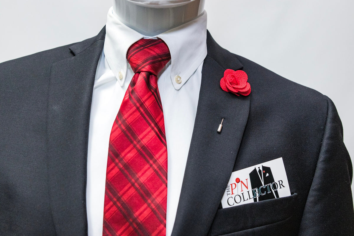 Floral Lapel Stick Pin - RED