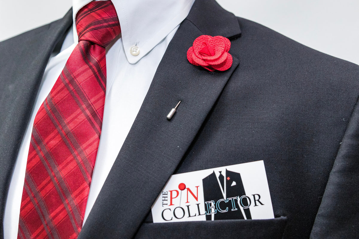 Floral Lapel Stick Pin - RED