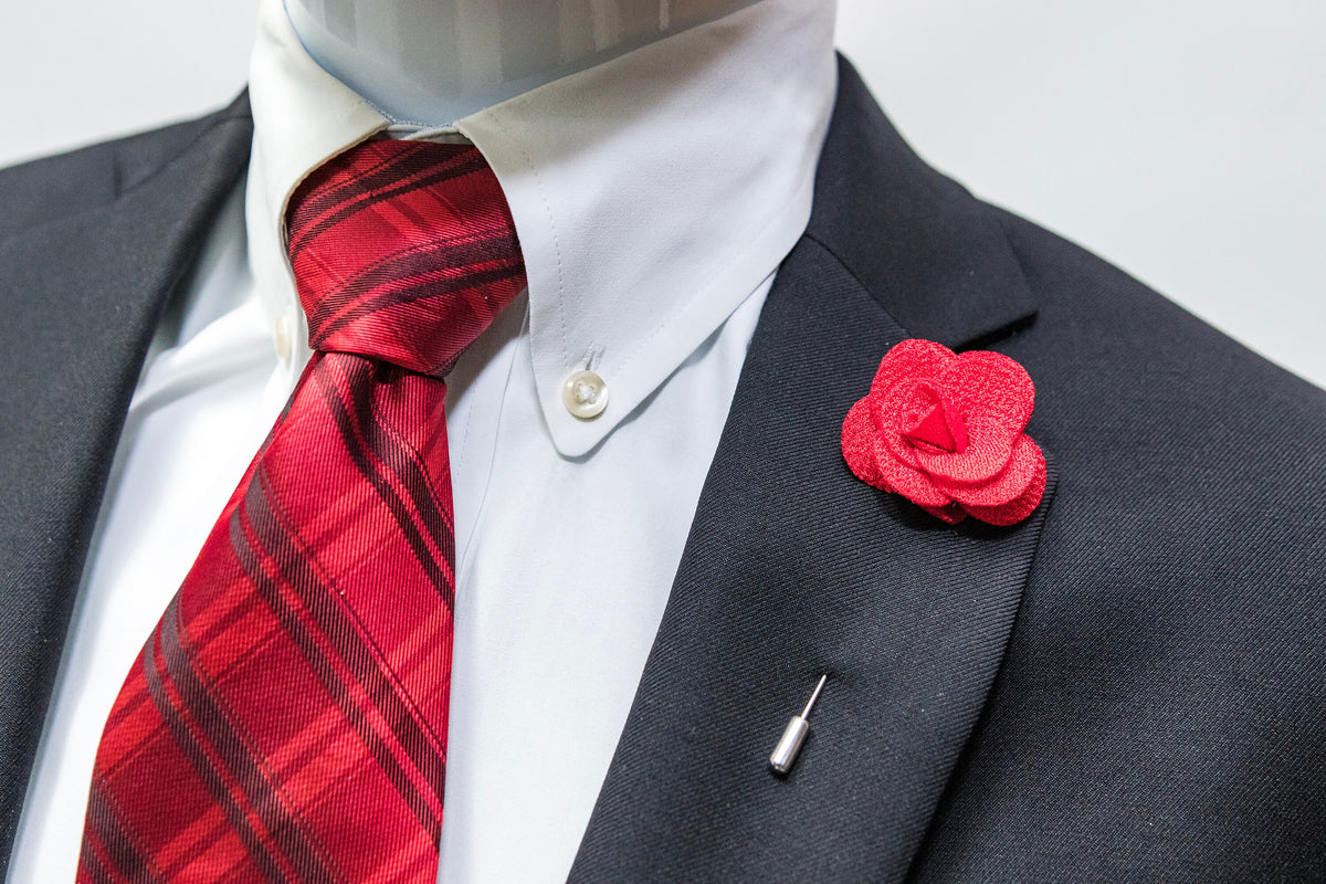 Floral Lapel Stick Pin - RED