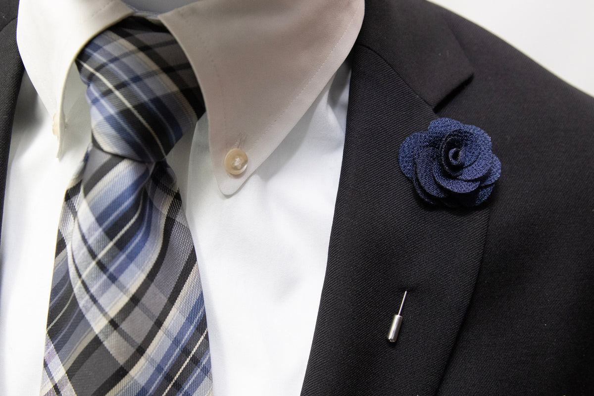 Floral Lapel Stick Pin - NAVY