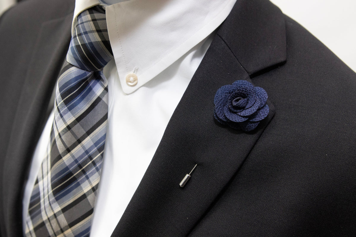Floral Lapel Stick Pin - NAVY