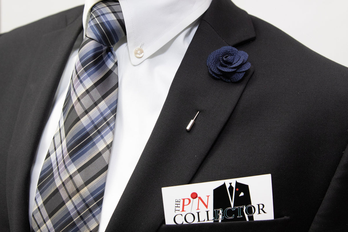 Floral Lapel Stick Pin - NAVY