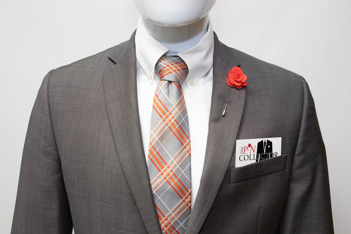 Floral Lapel Stick Pin - ORANGE