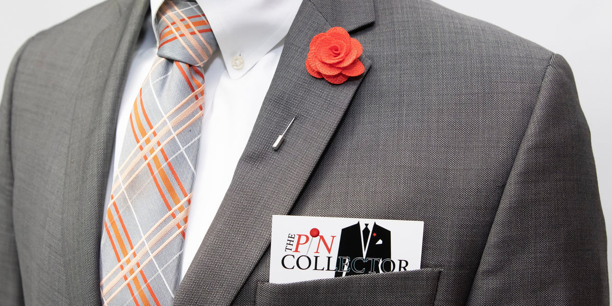 Floral Lapel Stick Pin - ORANGE