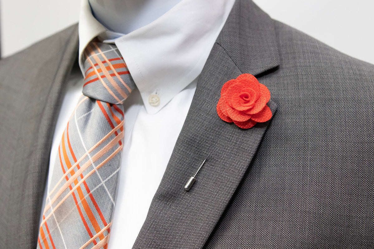 Floral Lapel Stick Pin - ORANGE
