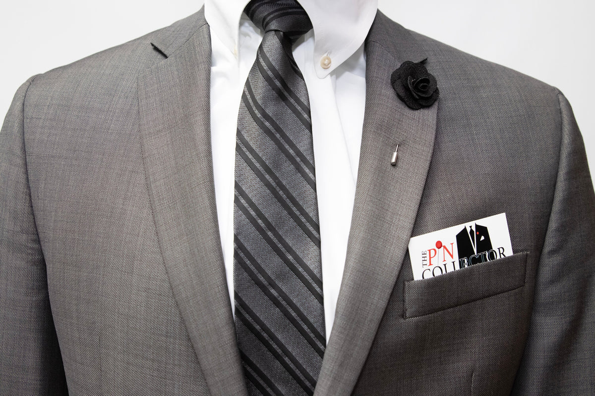 Floral Lapel Stick Pin - BLACK