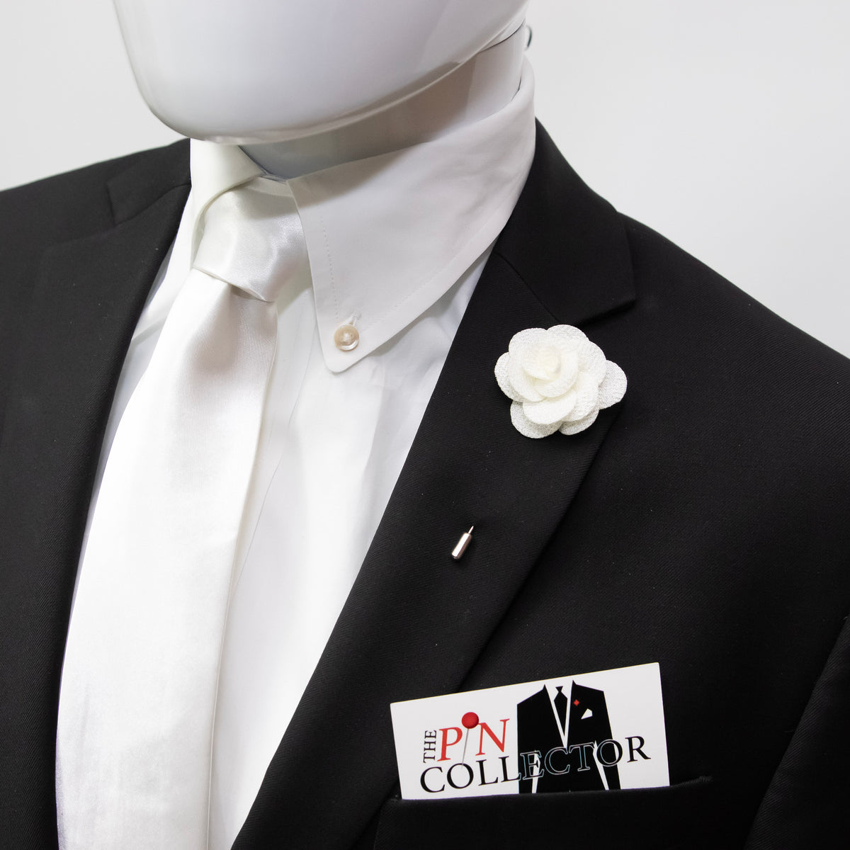 Floral Lapel Stick Pin - IVORY (Off White)
