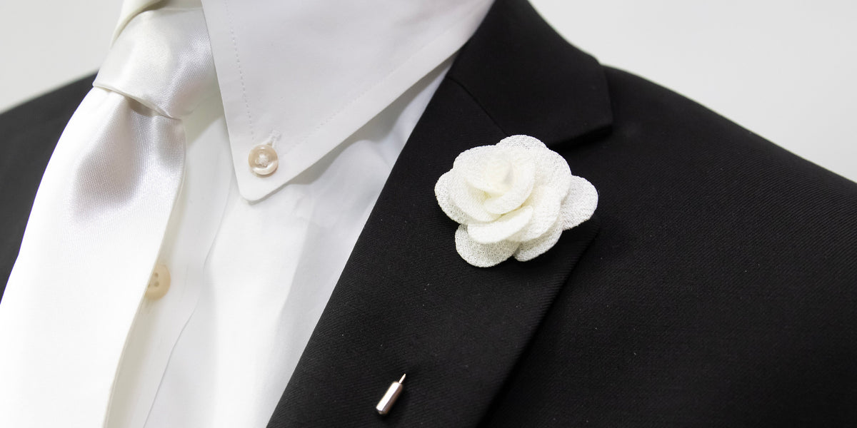 Floral Lapel Stick Pin - IVORY (Off White)
