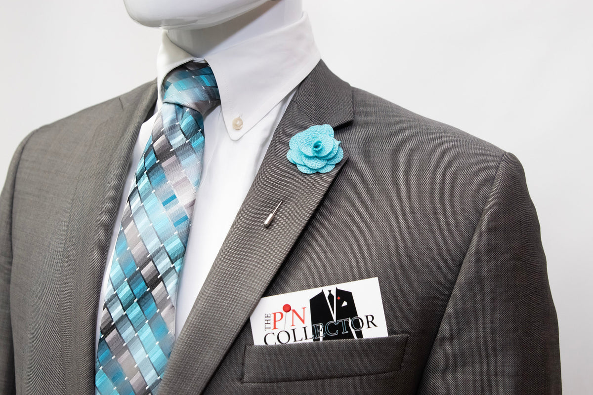 Floral Lapel Stick Pin - TEAL