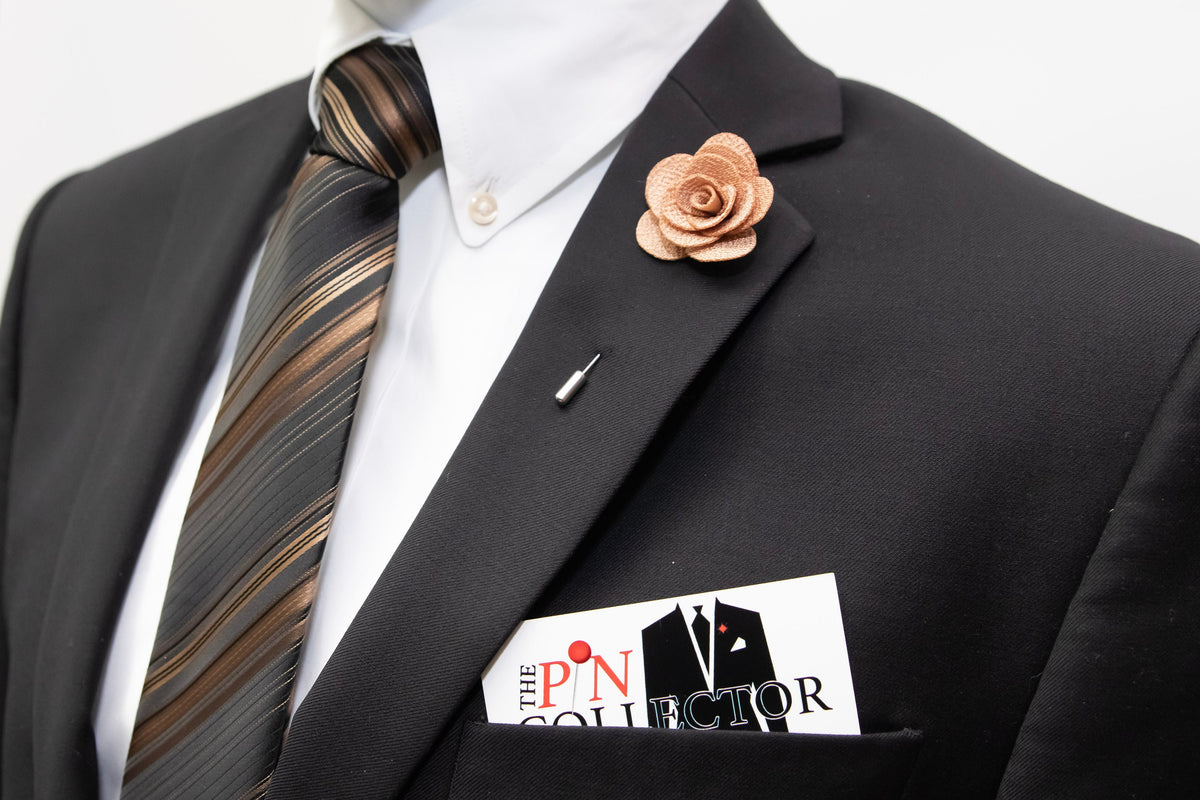 Floral Lapel Stick Pin - TAN