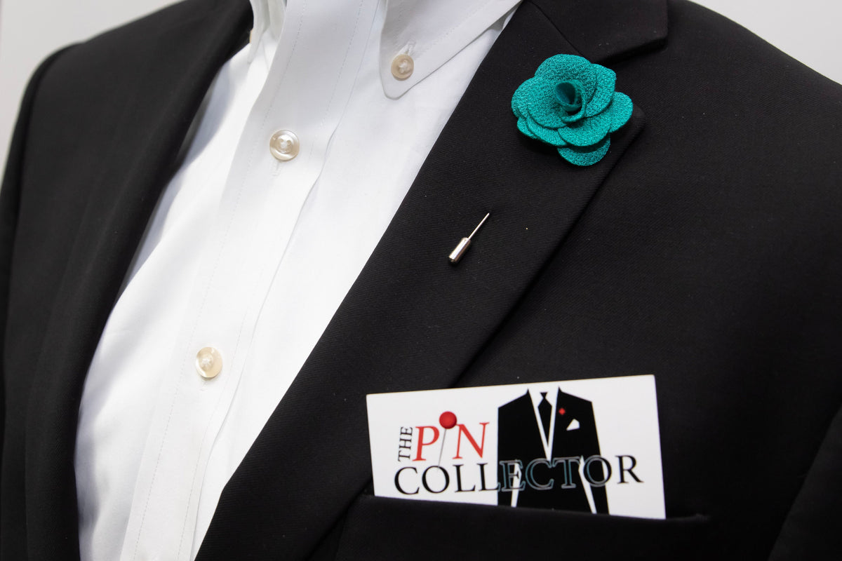 Floral Lapel Stick Pin - TURQUOISE