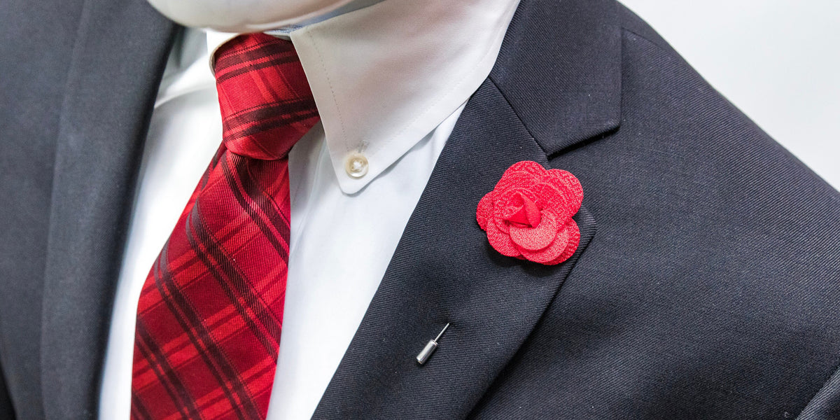 Floral Lapel Stick Pin - RED
