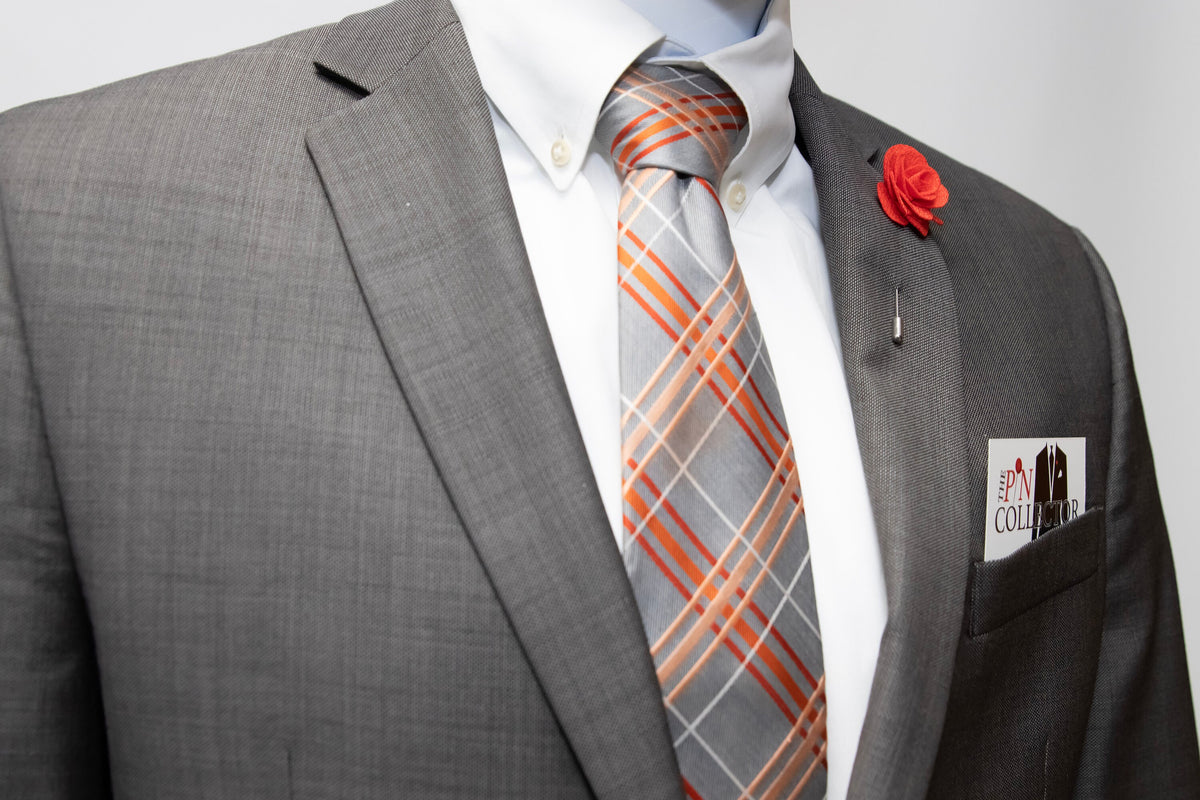 Floral Lapel Stick Pin - ORANGE