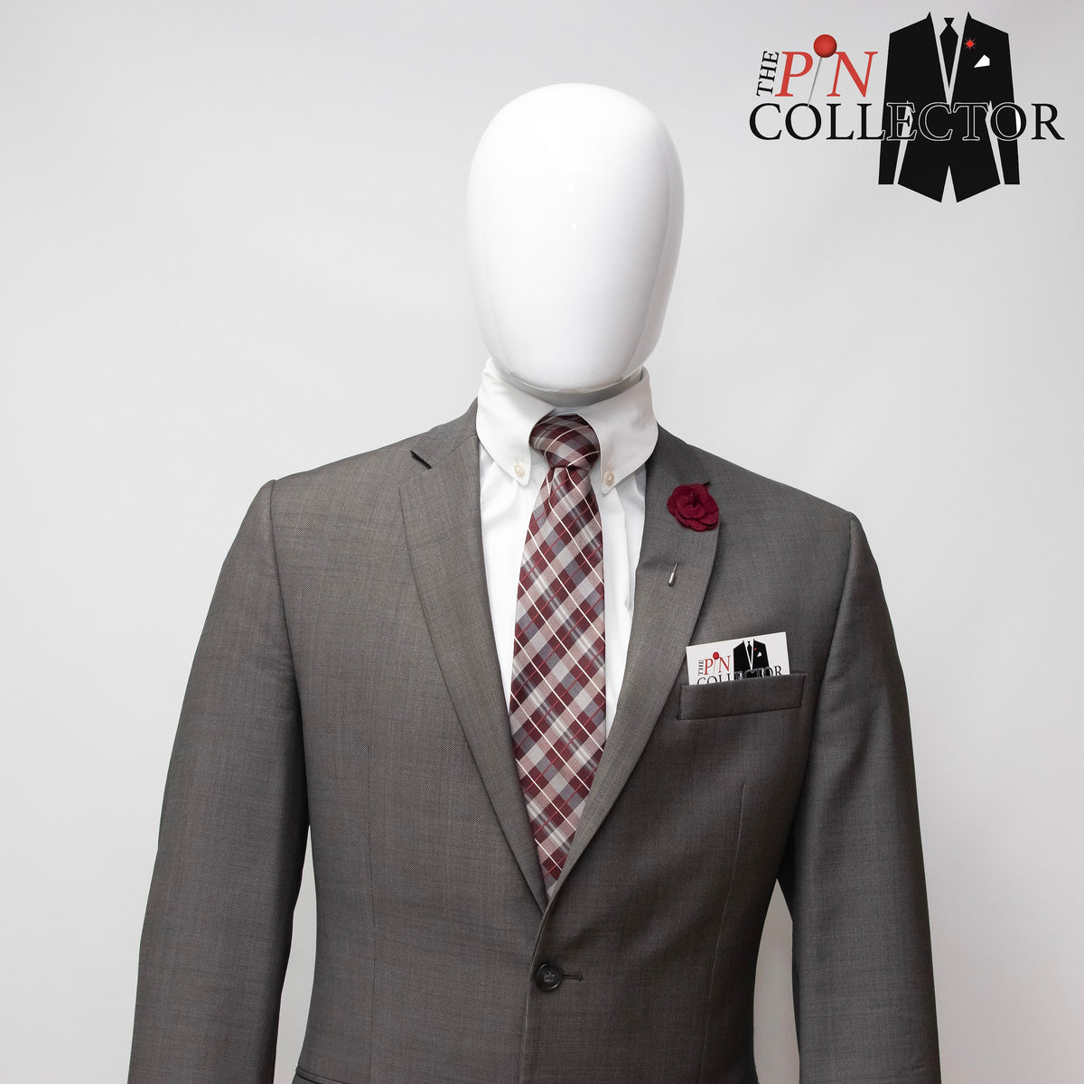 Floral Lapel Stick Pin - BURGUNDY
