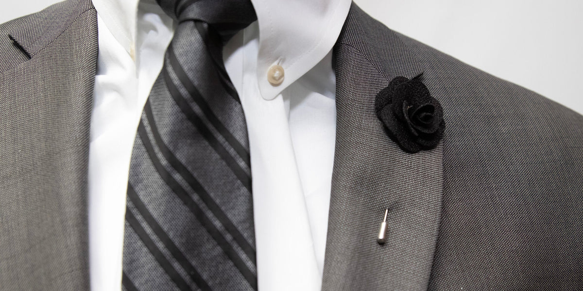 Floral Lapel Stick Pin - BLACK