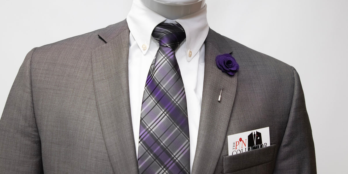Floral Lapel Stick Pin - DEEP PURPLE