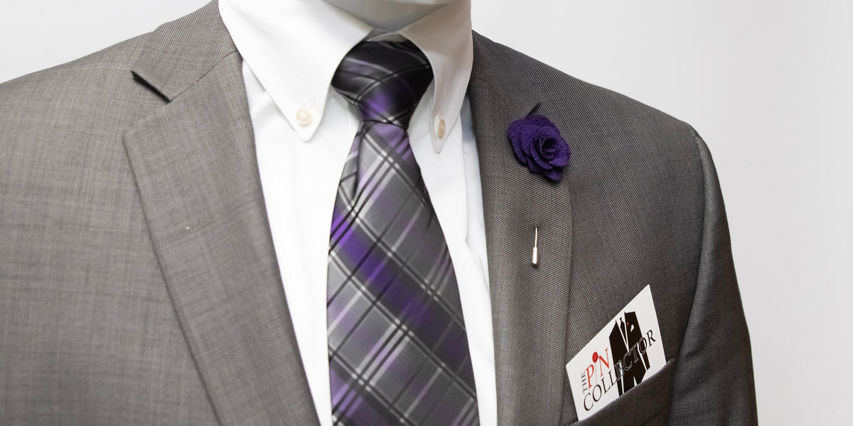 Floral Lapel Stick Pin - DEEP PURPLE