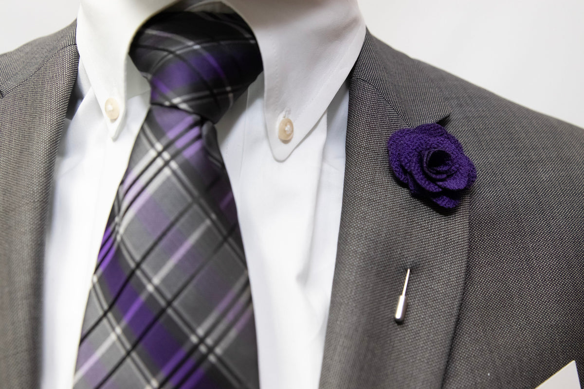 Floral Lapel Stick Pin - DEEP PURPLE