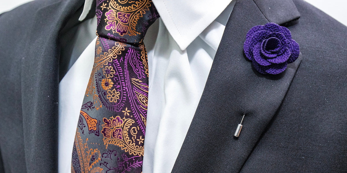 Floral Lapel Stick Pin - DEEP PURPLE