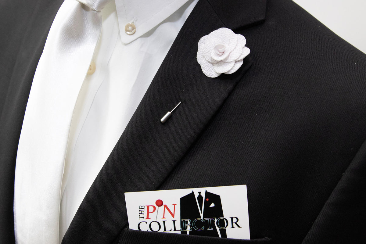 Floral Lapel Stick Pin - WHITE