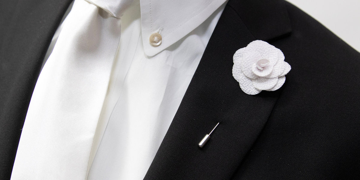 Floral Lapel Stick Pin - WHITE