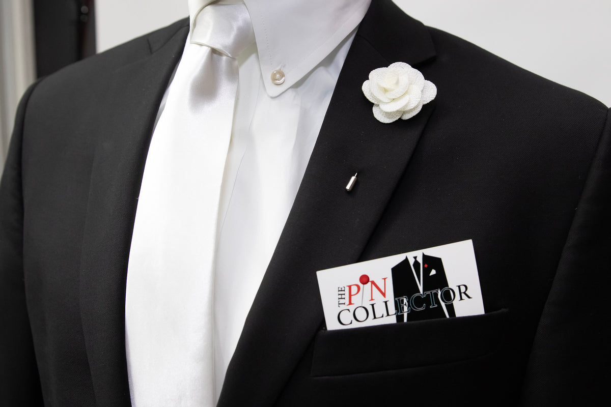 Floral Lapel Stick Pin - IVORY (Off White)