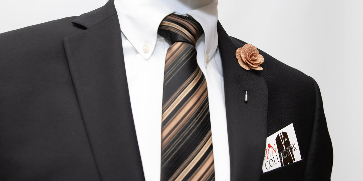 Floral Lapel Stick Pin - TAN