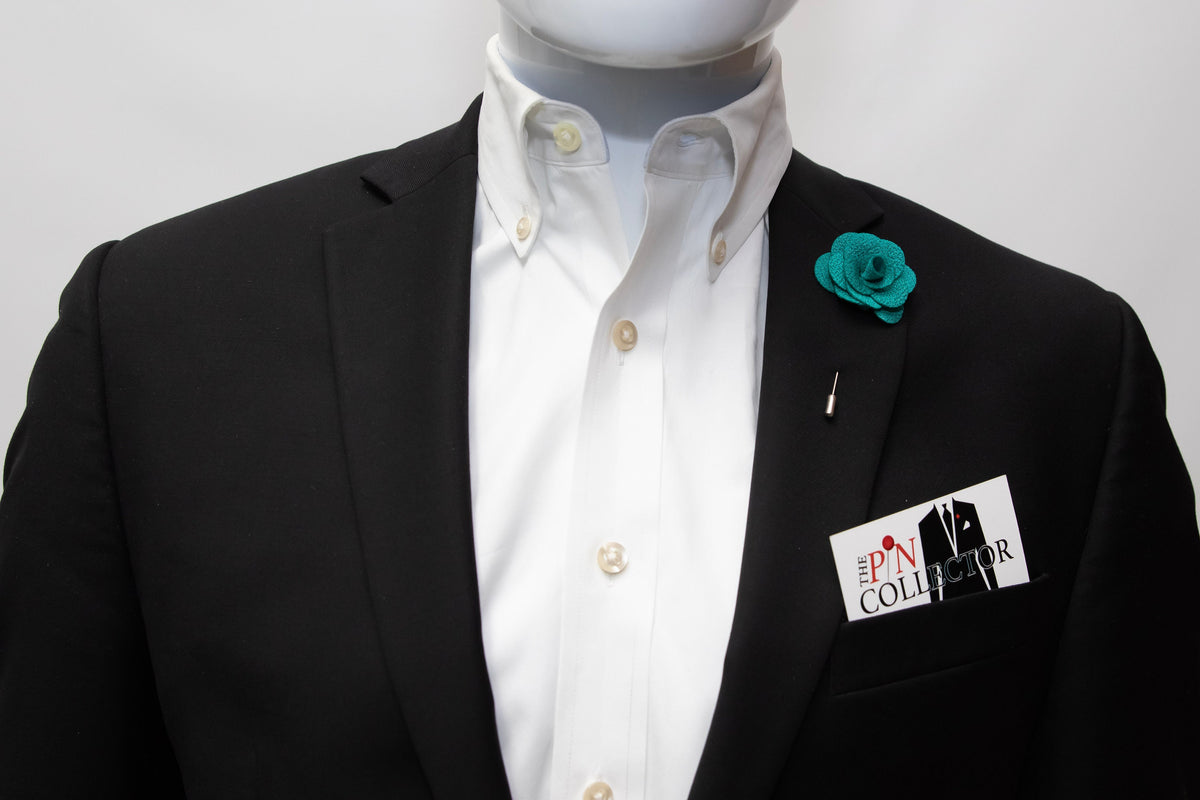 Floral Lapel Stick Pin - TURQUOISE